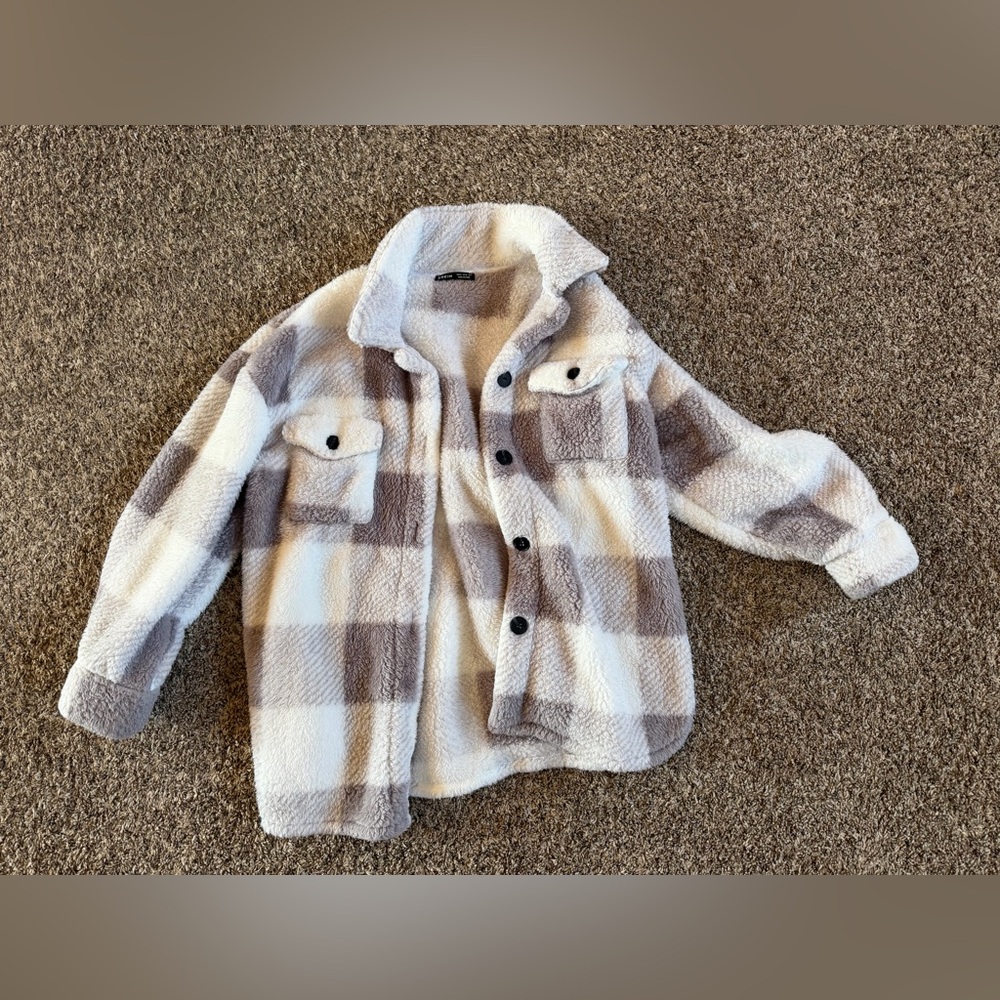 Cozy Plaid Kids Shirt - White and Gray